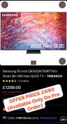Samsung 55 Inch QE55QN700BTXXU Smart 8K HDR Neo QLED TV  1994634