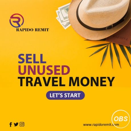 Now sell unused Travel money in uk with rapido